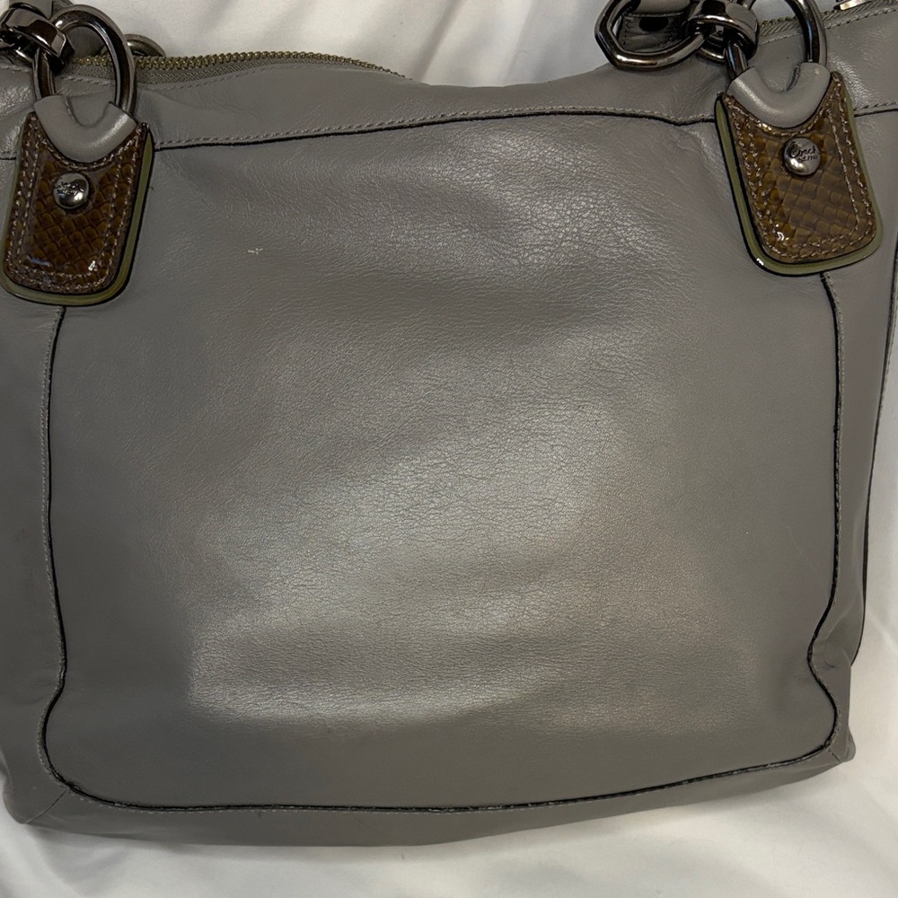 Coach Two-Tone Gray and Olive Shoulder Bag Kristen elevated shoulder - Picture 4 of 8
